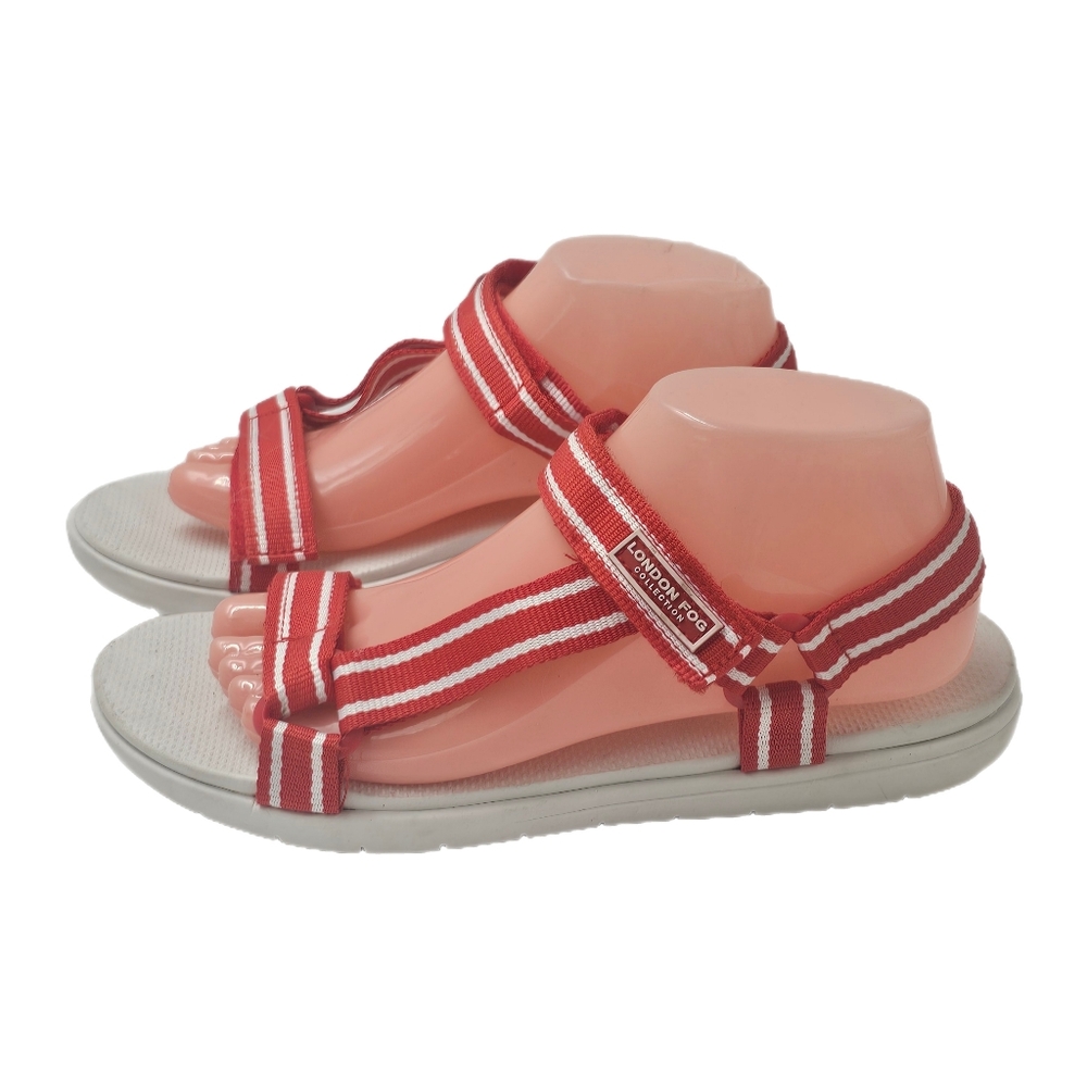 London Fog Shoreclub Sport Sandals Red White Striped Womens Size 9 Comfort Fit!